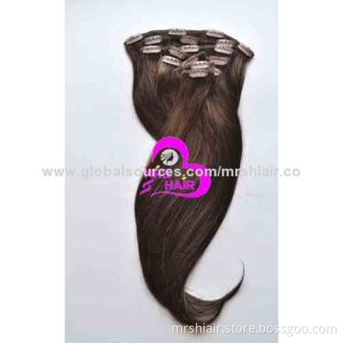 Medium brown clip-in single-piece hair Brazilian Remy extension, clip-ins 6# 50 grams, 22", 1pc/lot